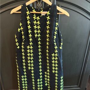 Milly brand silk and cotton navy and green dress